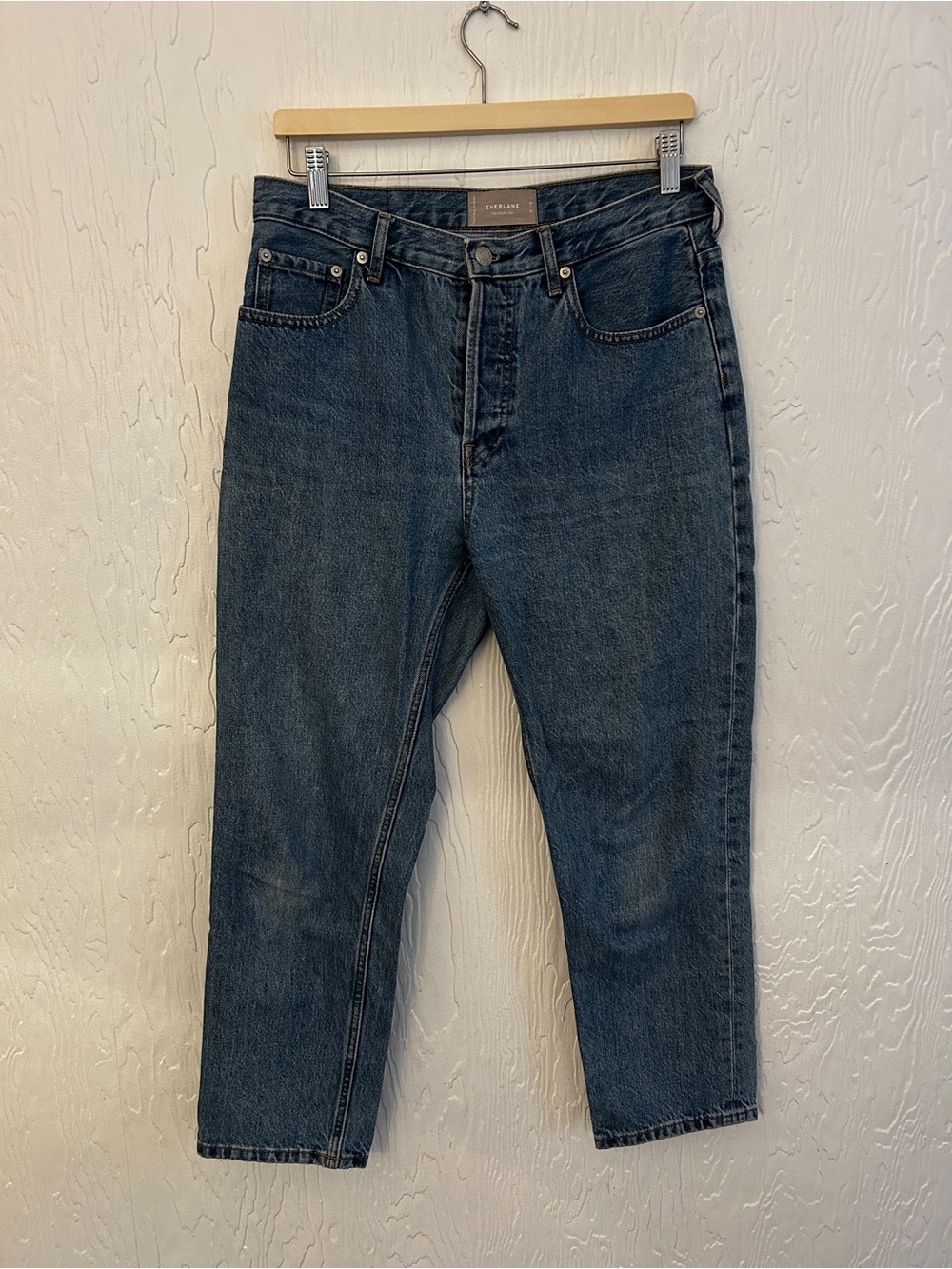 EVERLANE Cheeky Jean 28 Crop Blue High Rise‎ Straight Leg 100% Organic Cotton